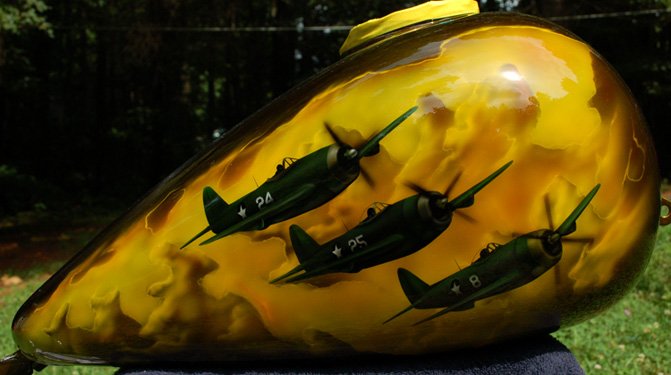 P47's airbrushed on custom painted Army green candy paint.