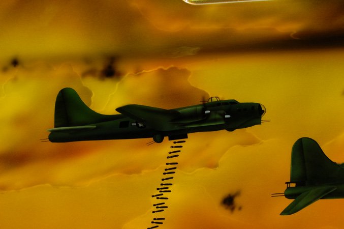 B-17 Dropping Bombs airbrushed on custom painted Army green candy paint.