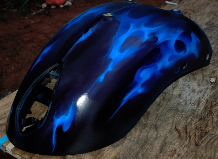Black Base with Blue Real Fire Flames.