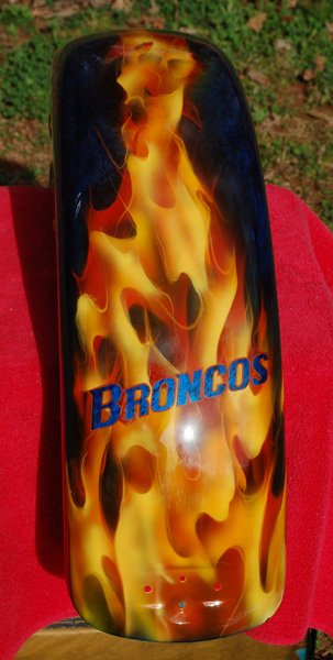 Marblized Blue Candy Base with Real Fire Flames. Tribute to Boise State Broncos.