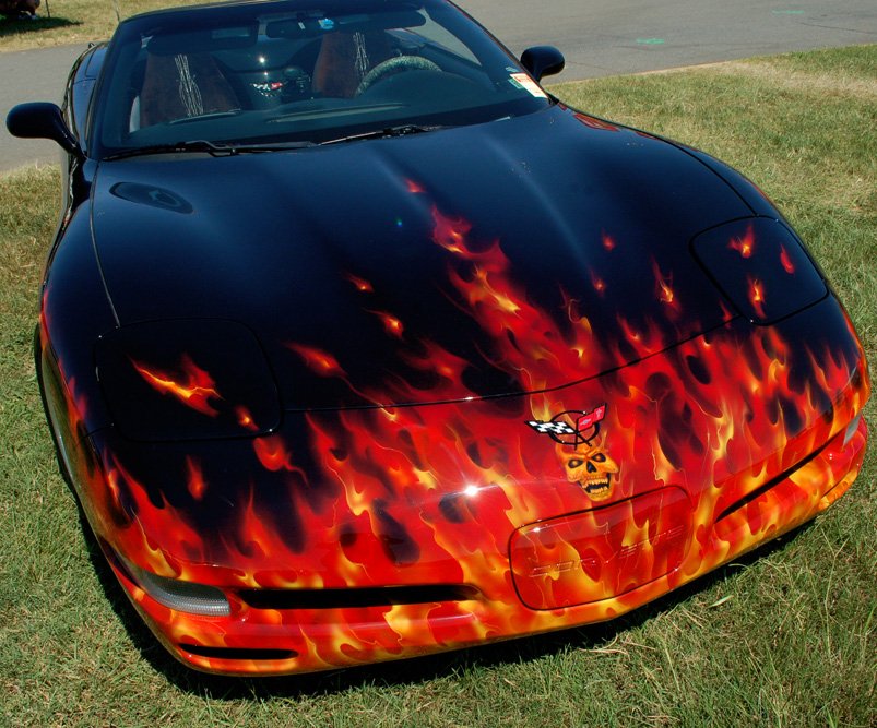 '98 Corvette with real fire flames.