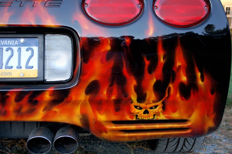 '98 Corvette with real fire flames.